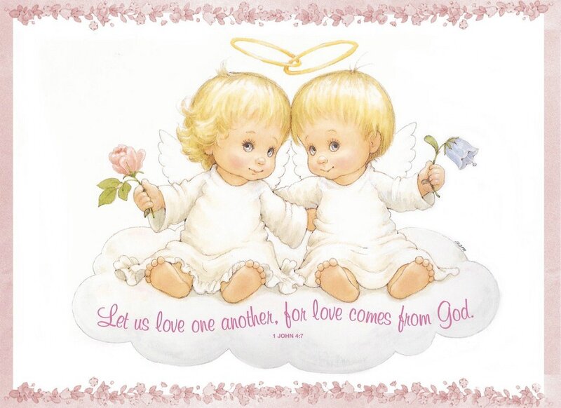 Two angels on a cloud