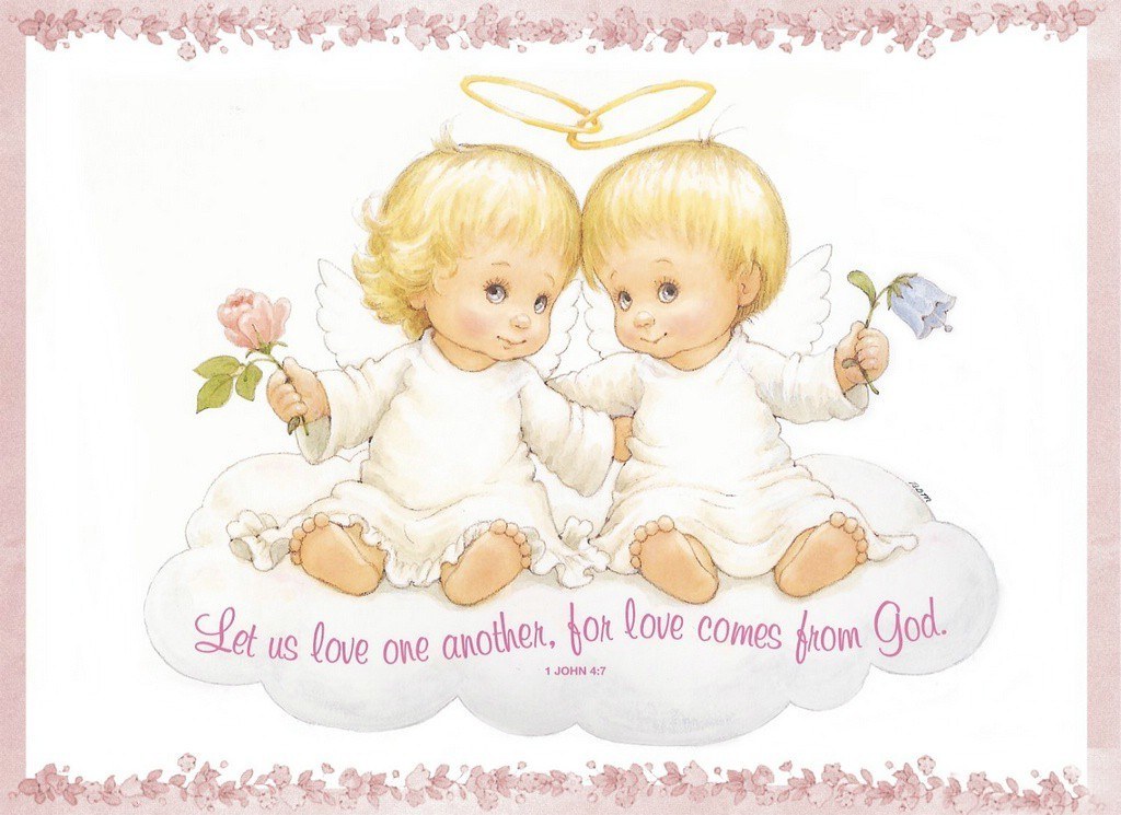 Two angels on a cloud