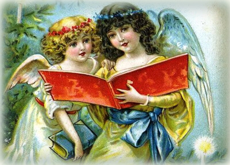 Two Angels Reading Book