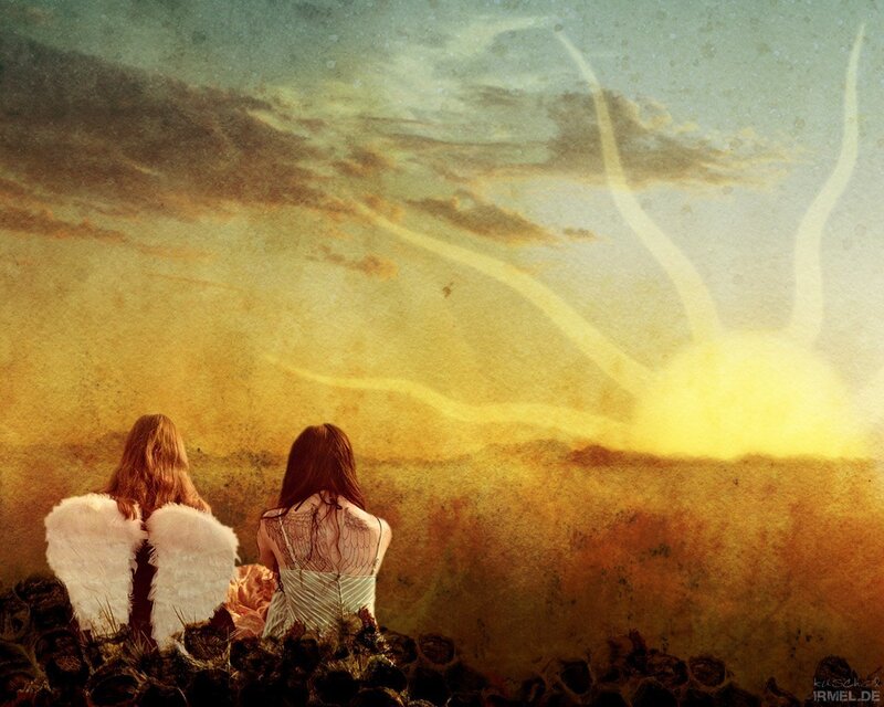 Two Angels Watching Sunset