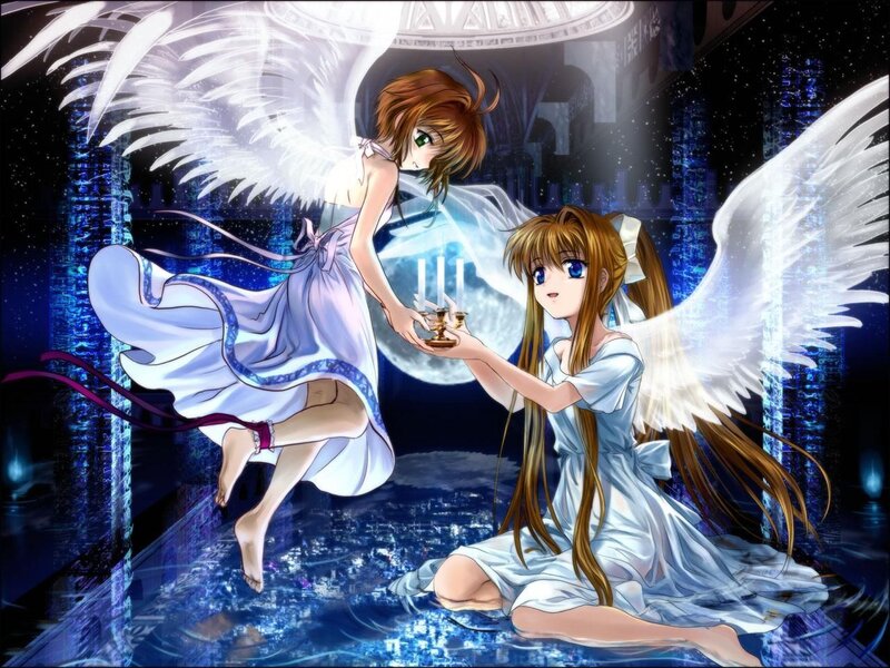 Two angels with candles