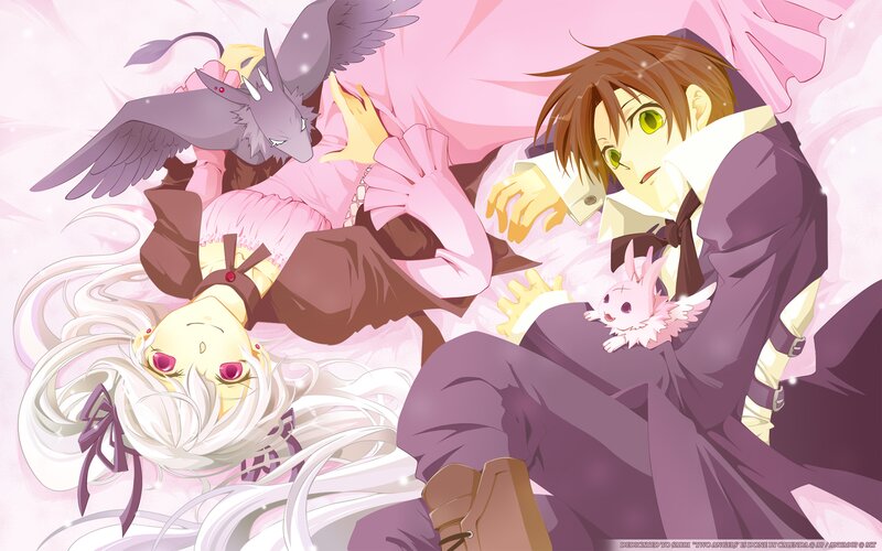 Two Angels with Creatures — Pink