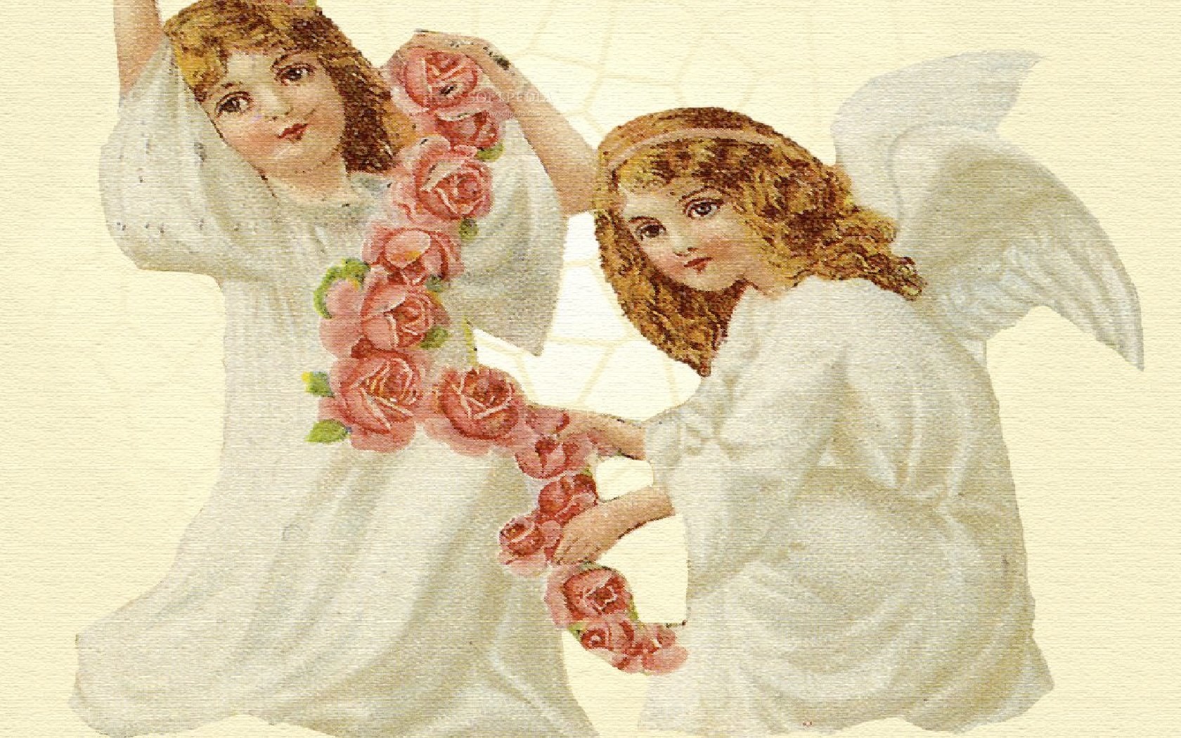 two angels with roses