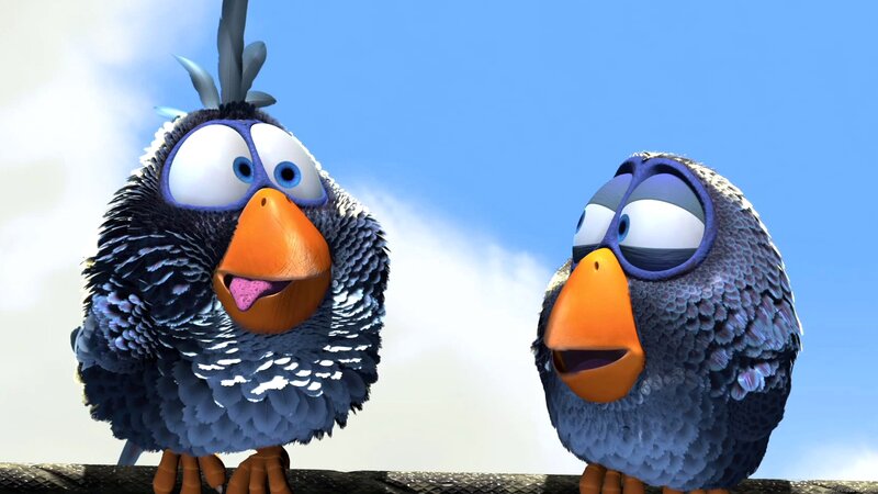 Two Animated Birds — Blue, Playful