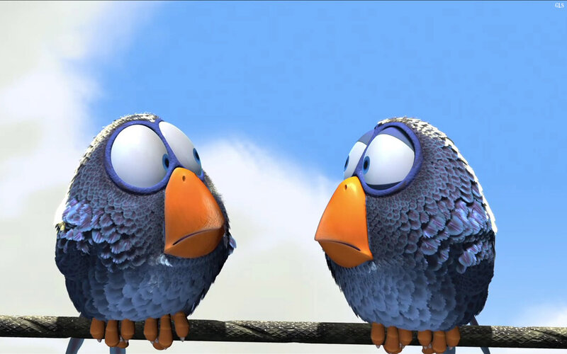 Two Animated Birds — Blue