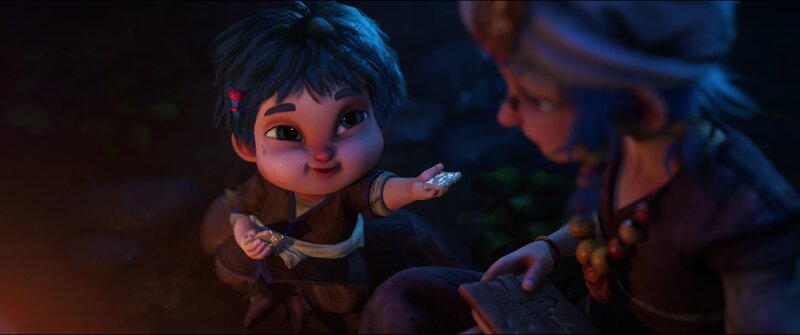 Two Animated Children — Blue
