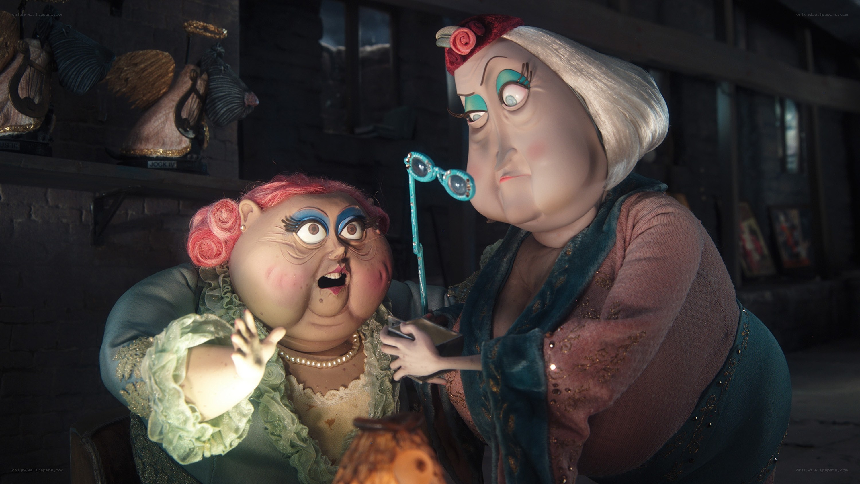 Two animated women in a workshop