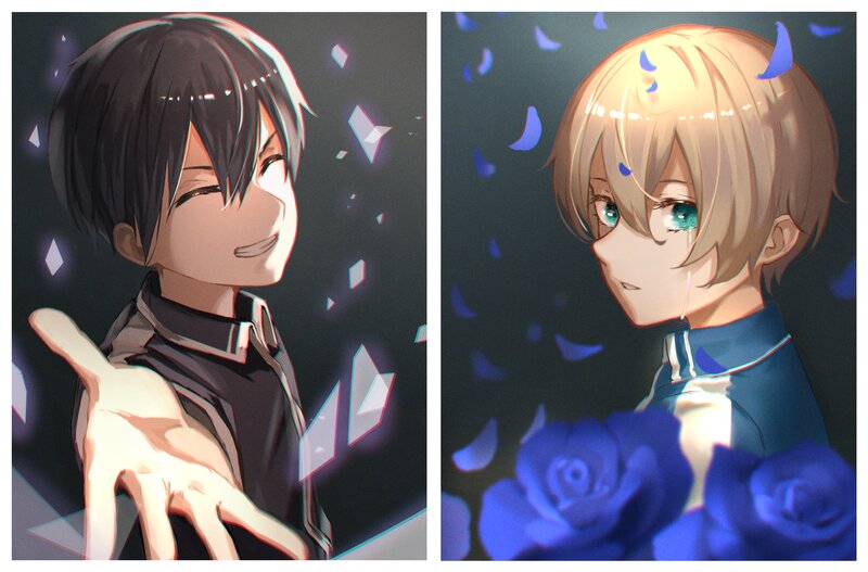 Two Anime Boys — Black, Dramatic