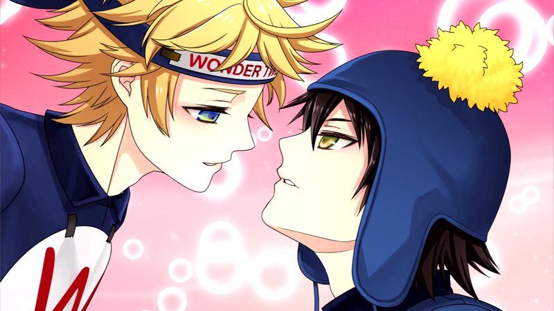 Two Anime Boys Facing