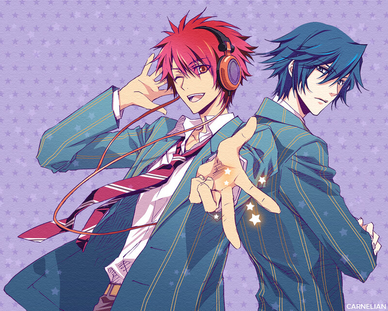 Two Anime Boys in School Uniforms — Purple