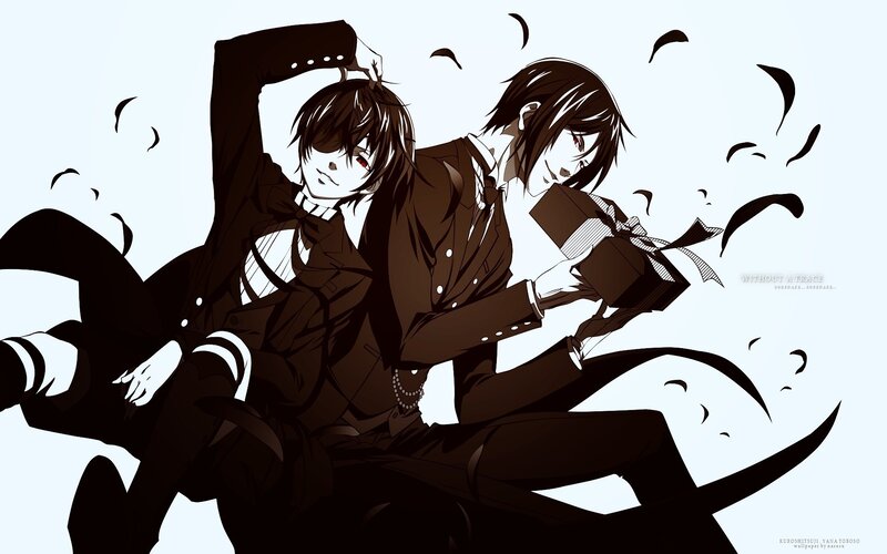 Two Anime Boys in Suits — Black, Dramatic