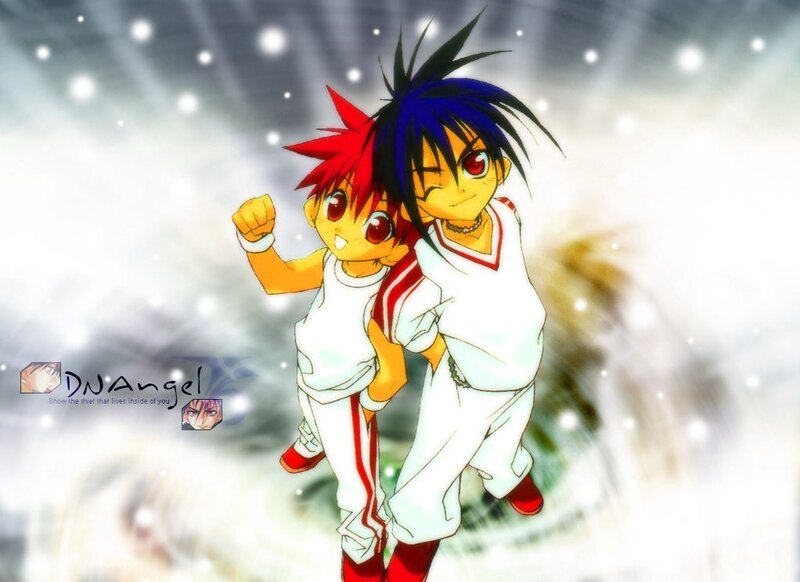 Two anime boys in white uniforms