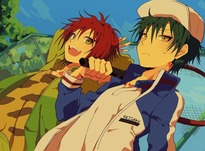 Two Anime Boys on Bench