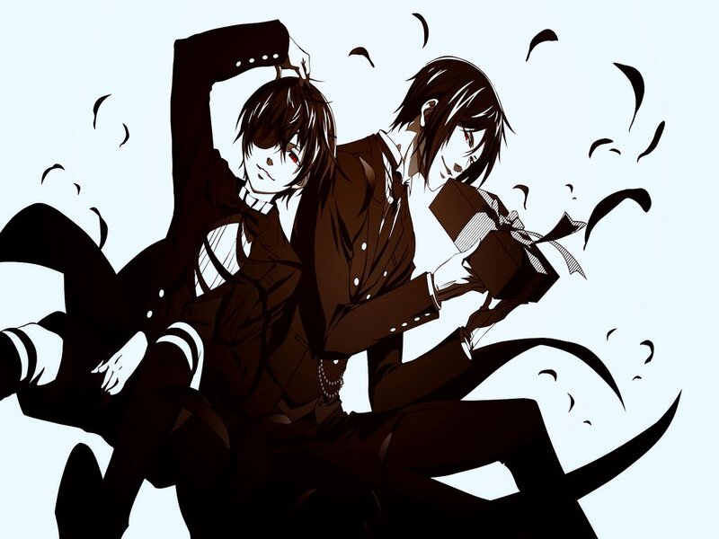 Two Anime Boys Sitting — Brown