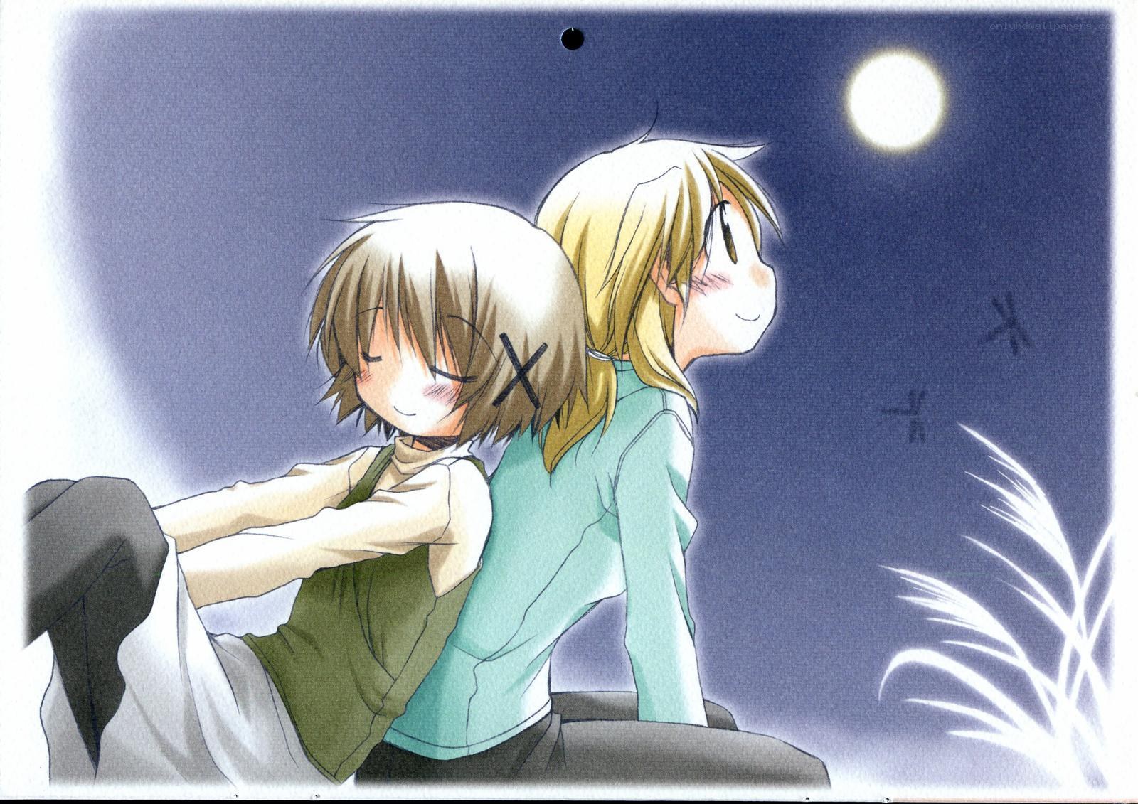 Two anime boys under the moon