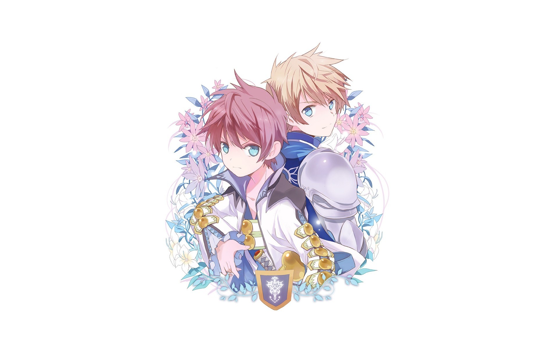 two anime boys with flowers