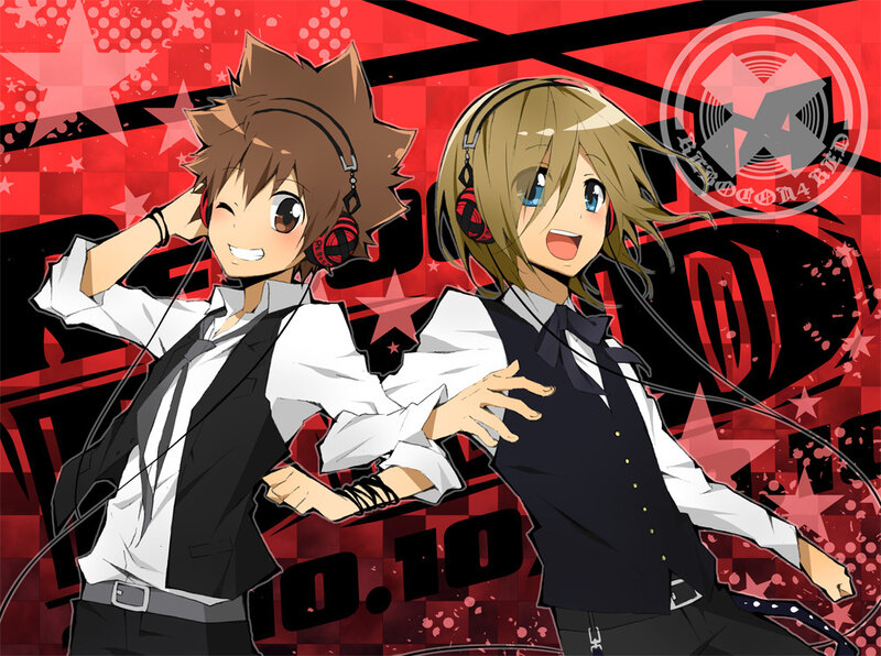 two anime boys with headphones