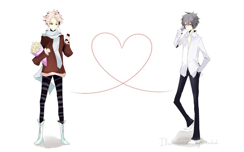 two anime boys with heart