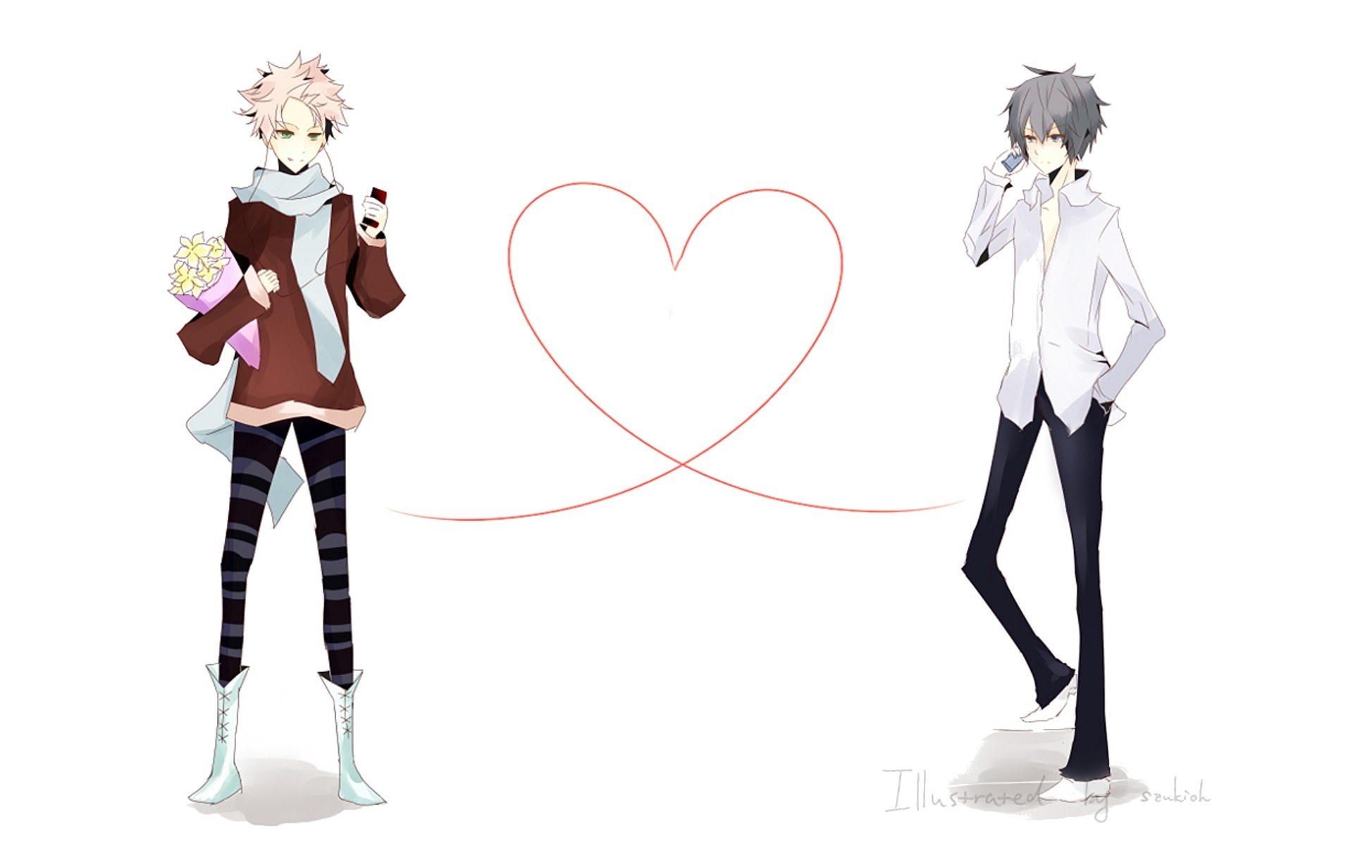two anime boys with heart