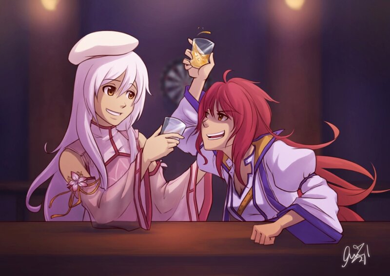 Two Anime Characters at Bar