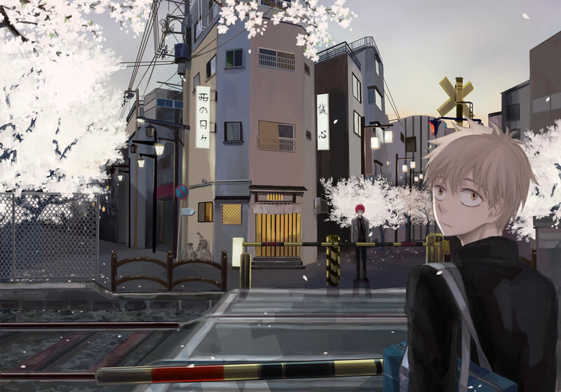 Two Anime Characters at Crossing