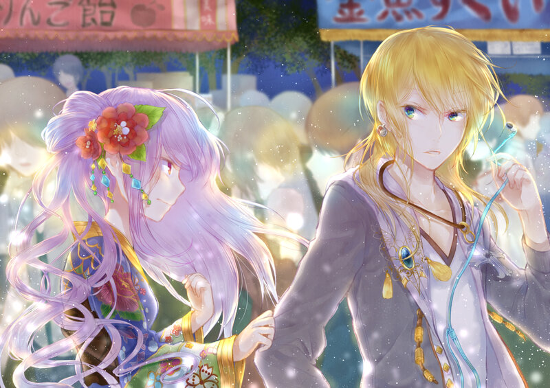Two Anime Characters at Festival