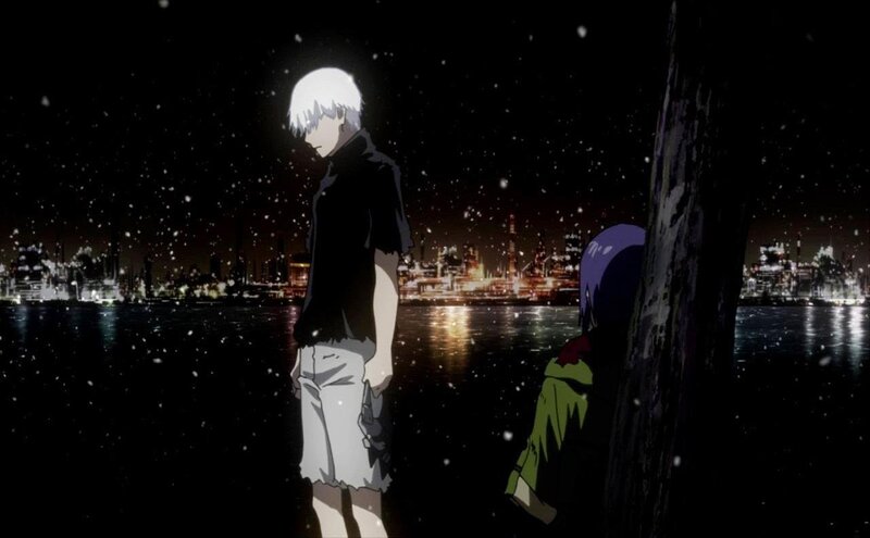 Two Anime Characters at Night — Black