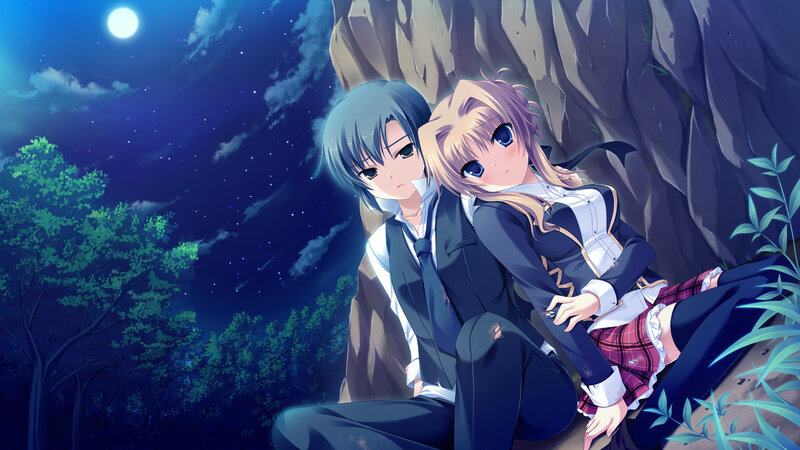 Two Anime Characters at Night — Blue
