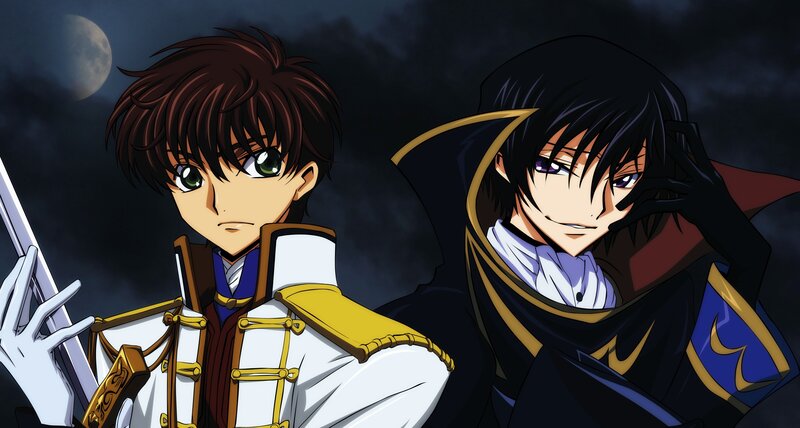 Two anime characters at night