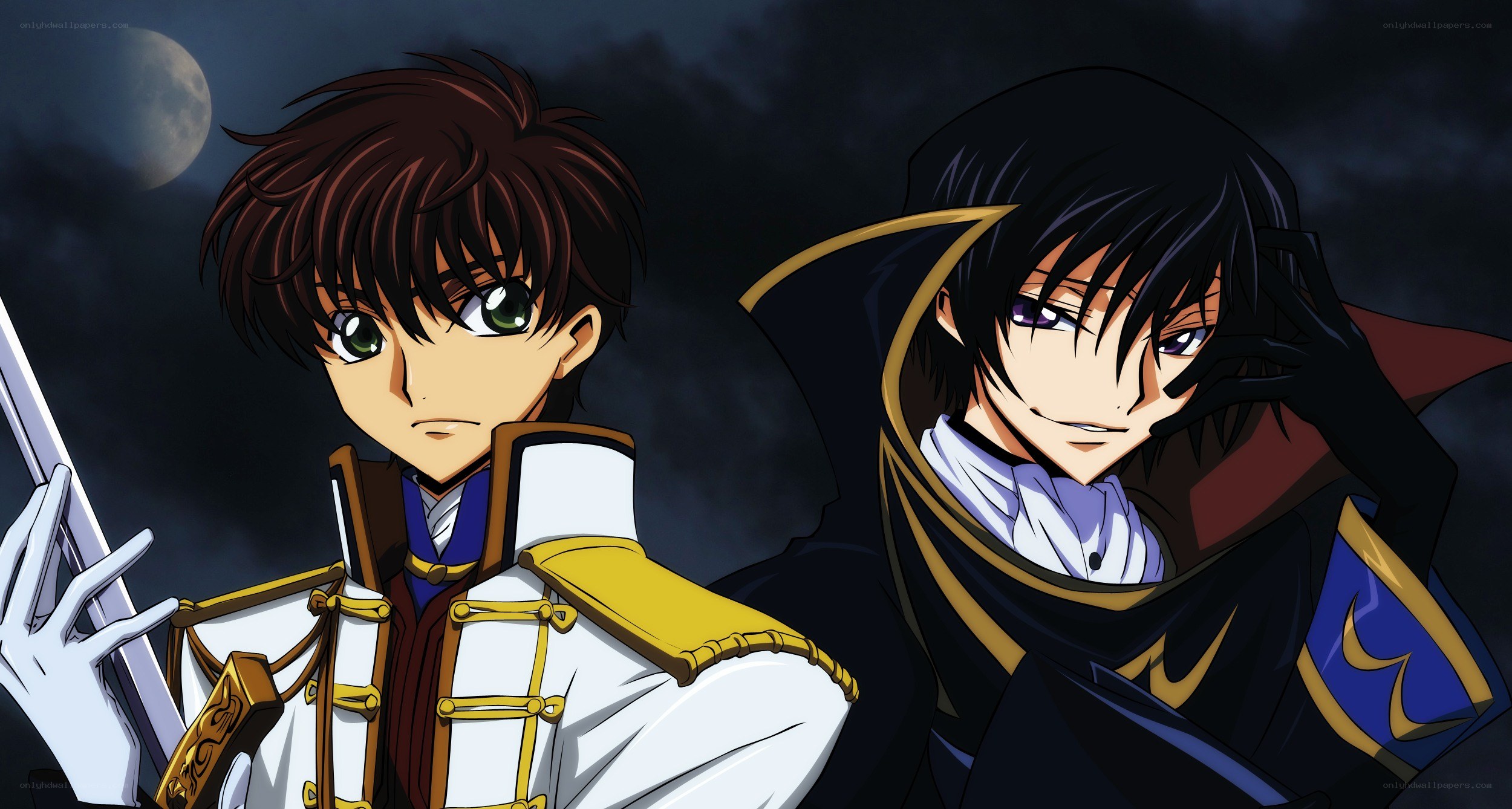 Two anime characters at night