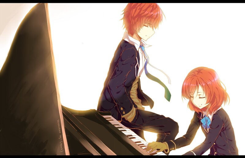 Two Anime Characters at Piano — Orange