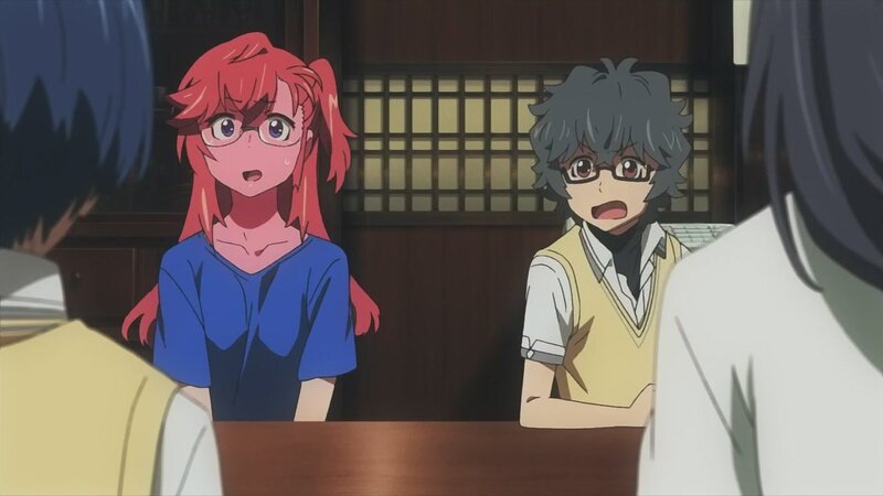 Two Anime Characters at Table — Blue