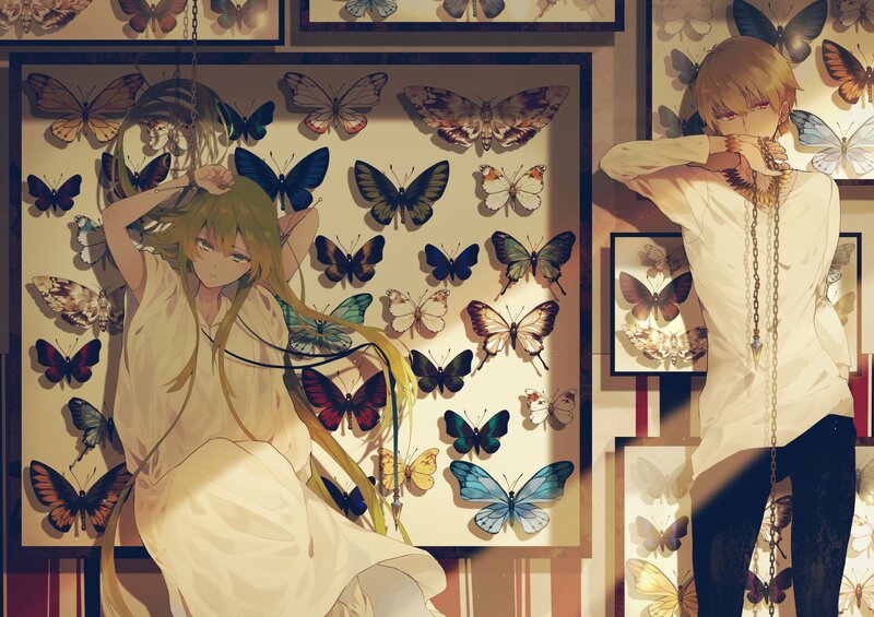 Two Anime Characters — Beige, Dramatic, Butterfly Collection
