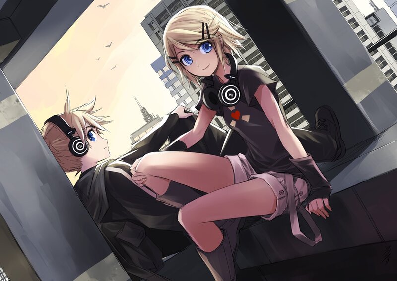 Two Anime Characters — Black, Calm, Sunset