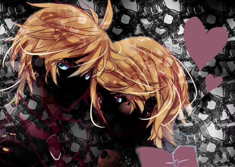 Two Anime Characters — Black, Dark, Digital Art