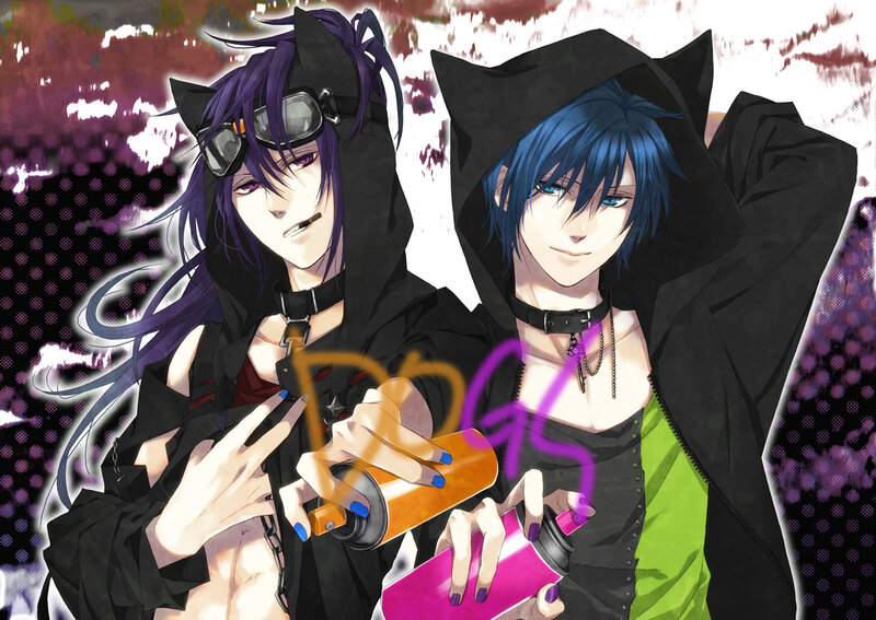 Two Anime Characters — Black, Dark, Spray Cans
