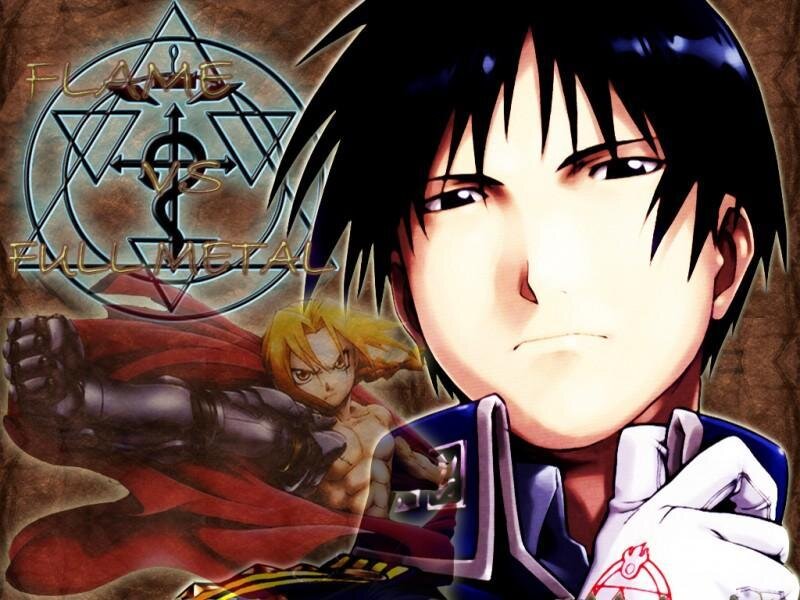 Two Anime Characters — Black, Dramatic, Alchemical Symbol