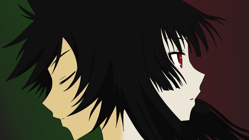 Two Anime Characters — Black, Dramatic, Black Hair