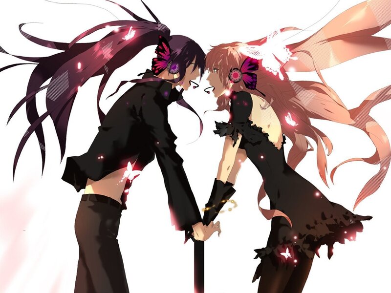 Two Anime Characters — Black, Dramatic, Butterflies