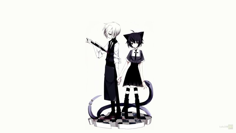 Two Anime Characters — Black, Dramatic, Cat Ears