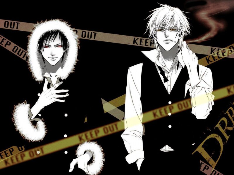 Two Anime Characters — Black, Dramatic, Caution Tape