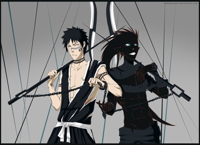 Two Anime Characters — Black, Dramatic, Chains, Swords