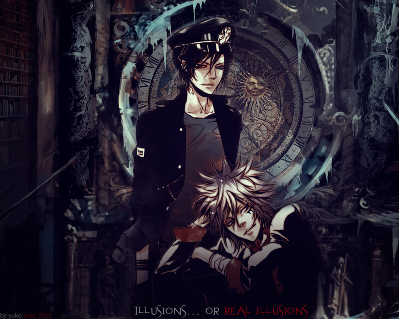 Two Anime Characters — Black, Dramatic, Clock
