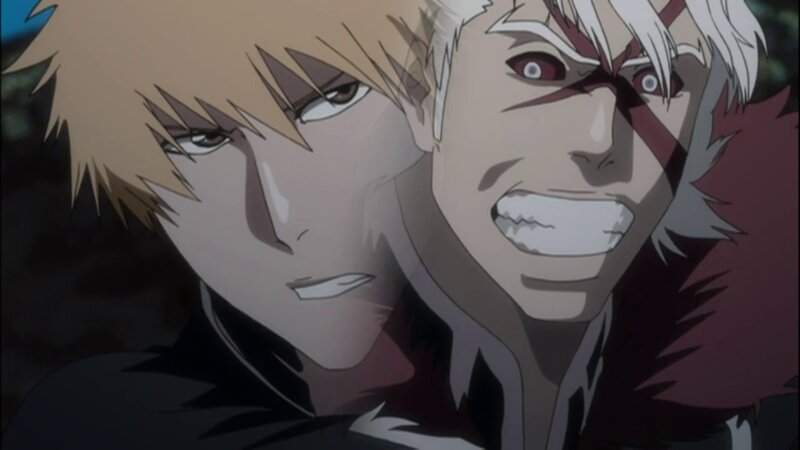 Two Anime Characters — Black, Dramatic, Close-up