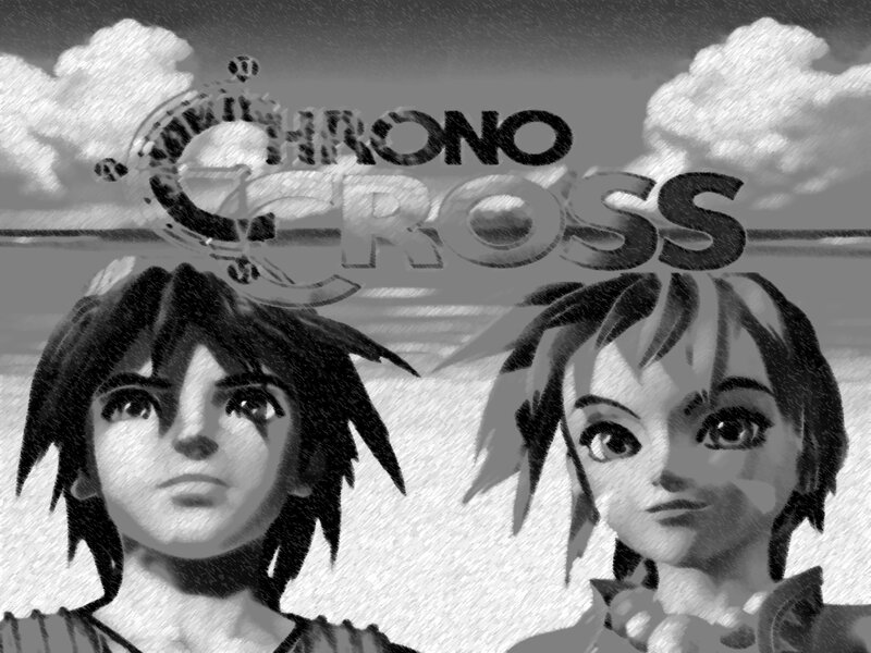 Two Anime Characters — Black, Dramatic, Clouds, Text