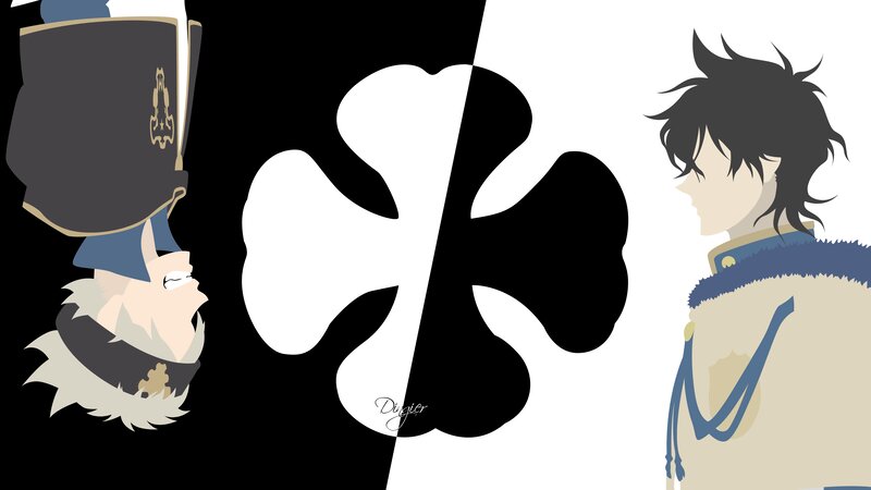 Two Anime Characters — Black, Dramatic, Clover Symbol