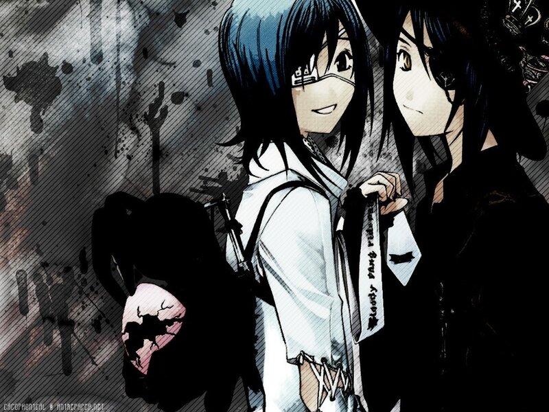 Two Anime Characters — Black, Dramatic, Dark Background