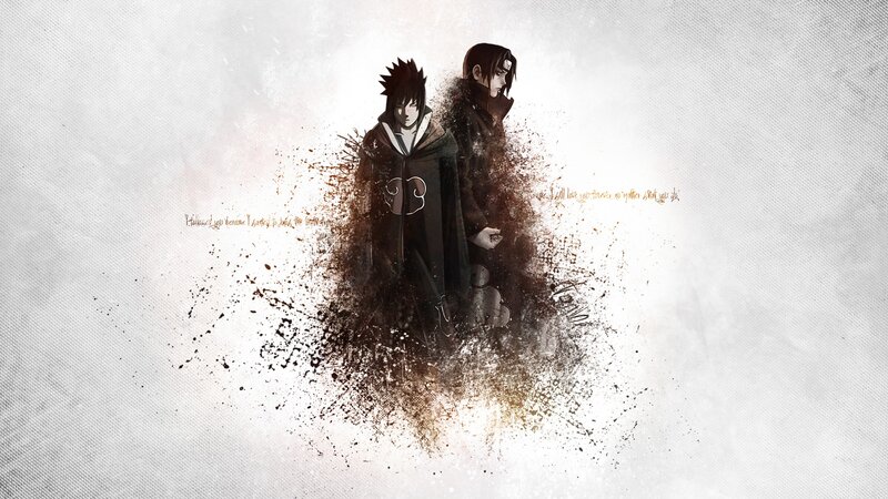 Two Anime Characters — Black, Dramatic, Digital Art, Cloaks, Splatter Effect
