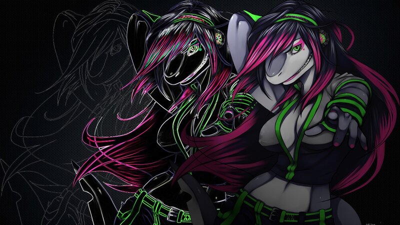Two Anime Characters — Black, Dramatic, Digital Art, Hair
