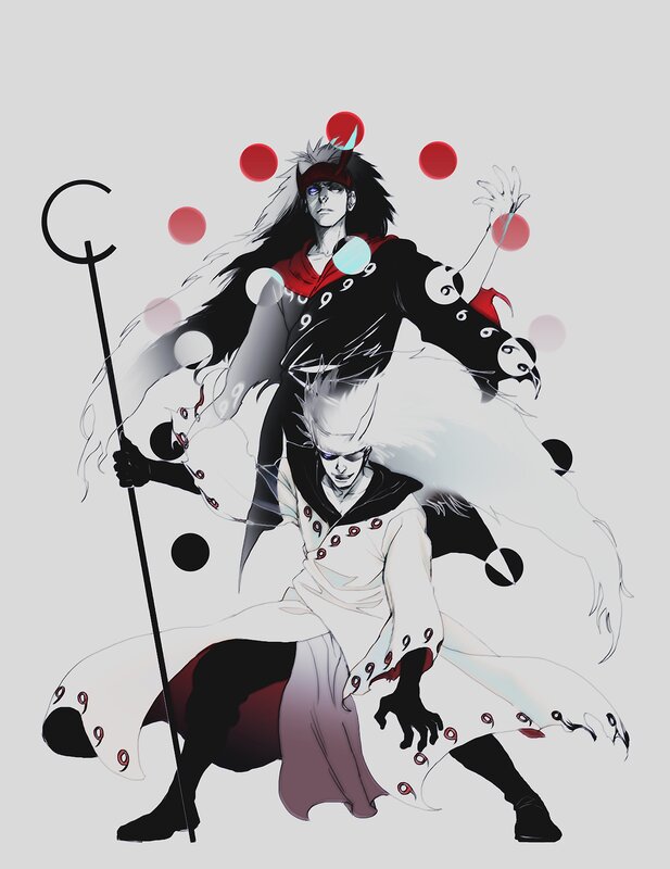 Two Anime Characters — Black, Dramatic, Digital Art, Staff
